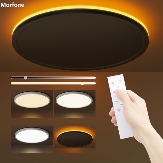 1pc Amber Ceiling Light, 24 W LED Ceiling Light Round, 3000 K - 6500 K 1800 K Dimmable Night Light, Ceiling Light With Remote Control For Bedroom, Living Room, Corridor