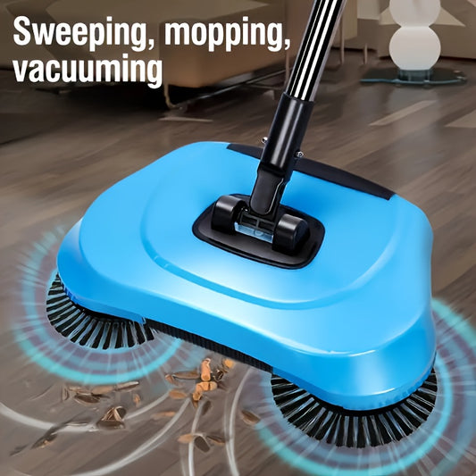 1pc Multi-Functional 3-in-1 Manual Sweeping and Mopping Kit with Long Handle - Ideal for Pet Hair & Dust Removal on Hardwood Floors, Tiles, Kitchen, Bedroom, Office - Easy Clean Home Cleaning Set with Polyester Bristles, Blue