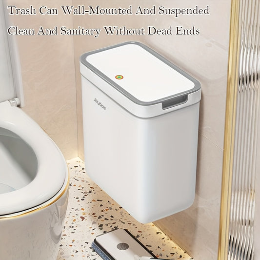 1pc Rectangle Plastic Trash Can with Press-Top Lid - Odor Sealing, Versatile Wall-Mounted & Floor-Standing, Space-Saving Design for Kitchen, Bathroom & Office - Polished Finish, Manual Operation