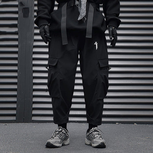 Large Pocket Functional Buckle Overalls Men's Loose Casual