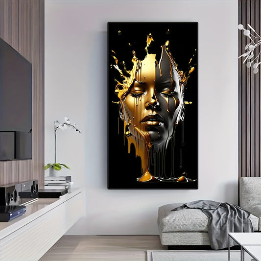1pc HD Metal Art Face Canvas Print - Frameless Wall Art for Living Room & Bedroom Decor, Perfect Holiday Gift