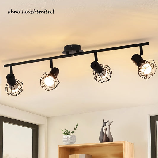 Ceiling Spotlight 2/3/4-bulb, Ceiling Spotlight E14 - Ceiling Spotlight, White, Industrial Retro Ceiling Lamp Made Of Rotatable Metal For Living Room, Bedroom, Study, Hallway, Kitchen, School, Business Without Bulbs