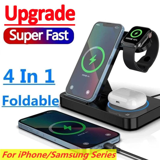 30W 4 in 1 Foldable Wireless Charging Station For iPhone