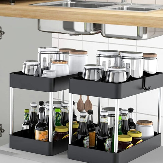 2 Tier Under Sink Storage Organizer Multipurpose