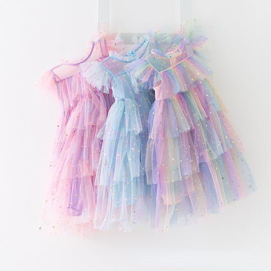 Mädchen-Tüll-Super-Fee-Prinzessin-Kleider