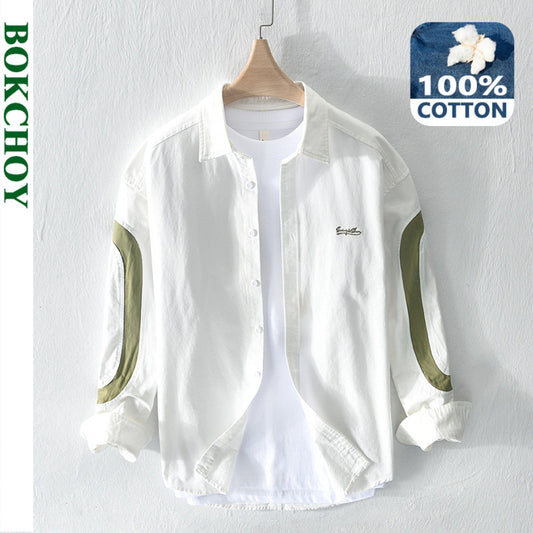 Spring New Striped Casual Shirt Men Embroidery Fashion Design