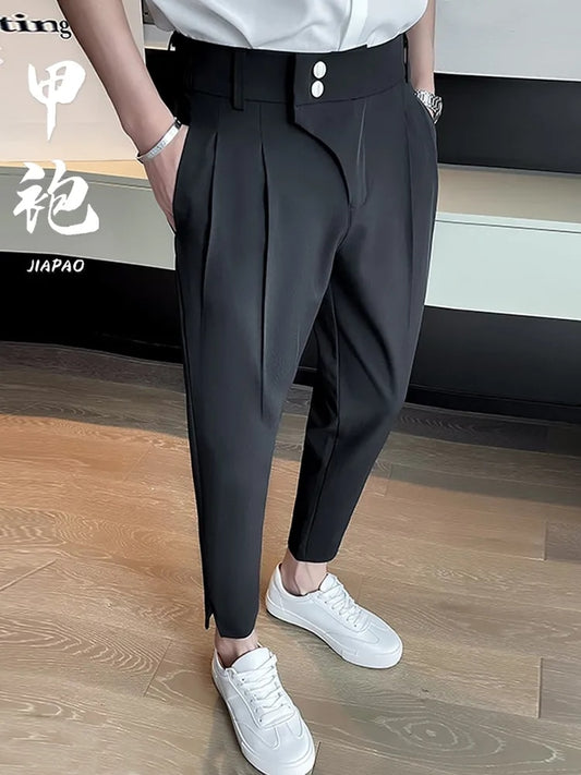 Elegante lässige Blazerhose für Herren, koreanische Mode, schlanke formelle Hose
