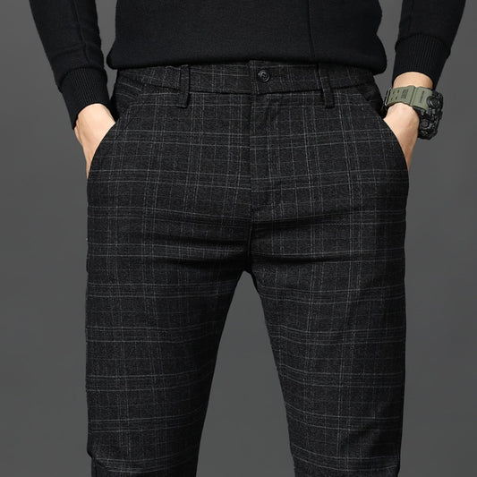 Black Pants Men's Plaid Trousers