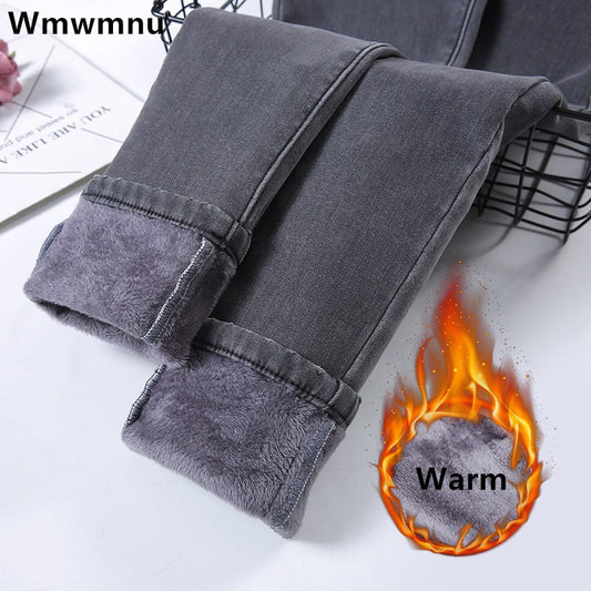Winter verdickte, mit Plüsch und Samt gefütterte Jeans für Damen