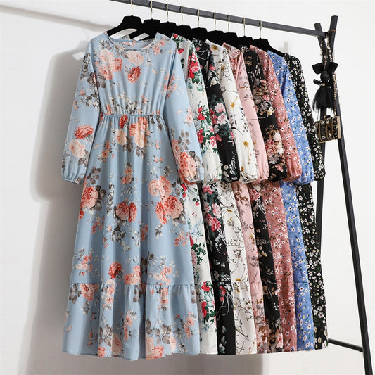 Women Floral Printed Maxi Dresses Spring Summer