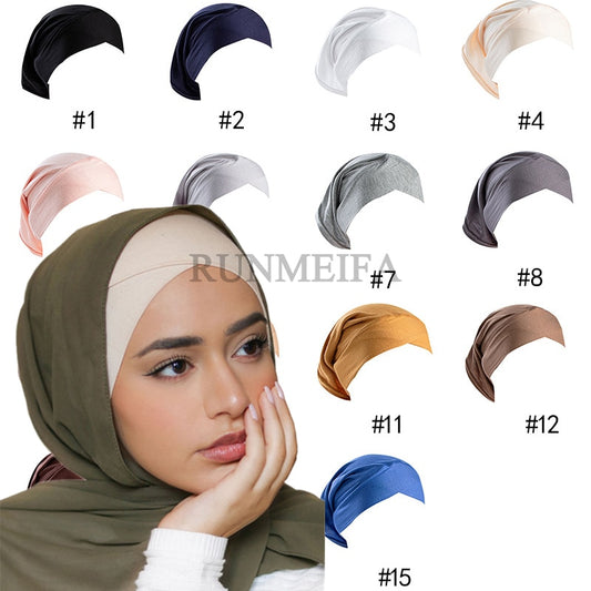 2022 Women Solid Color Under Scarf Cap