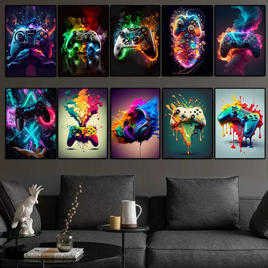 Video Game PS Controller Headphone Poster