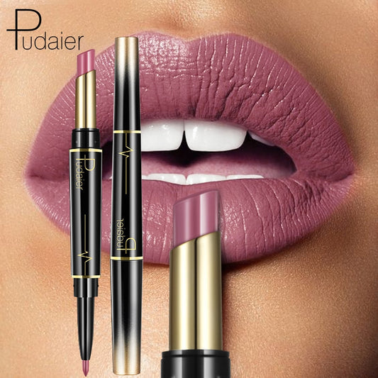 Pudaier Makeup 2 in 1 Matte lippenstift en lipliner naakt