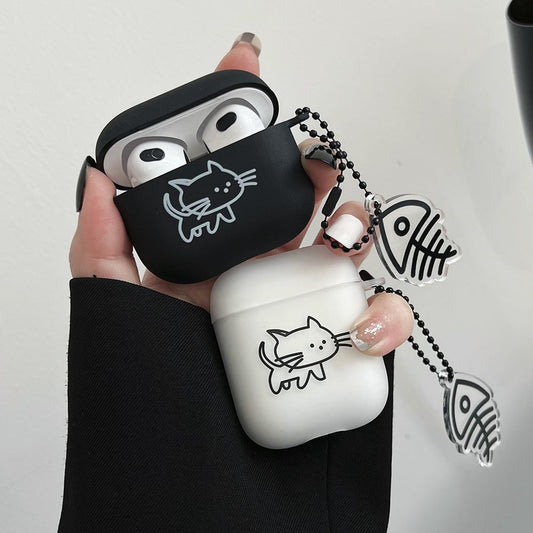 Cartoon Cat Lovers Matte Protective Case For AirPods 1/2/3