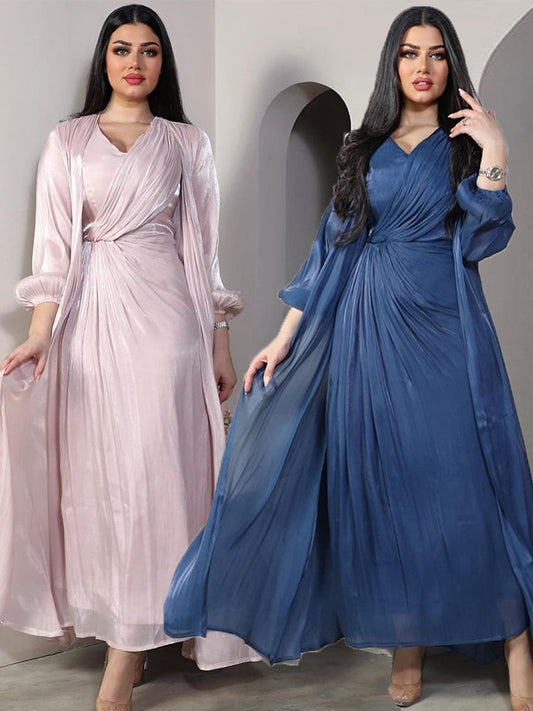 Morocco Party Dress Women Abaya 2 Piece Set