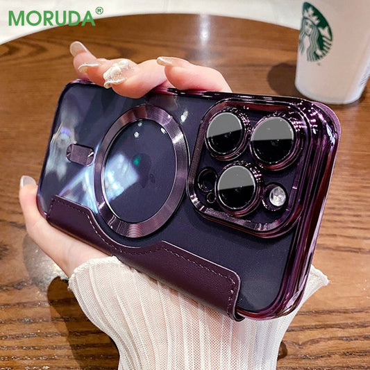 Für iPhone 14 13 12 11 Pro Max Flip magnetische Lederhülle