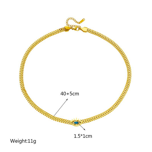 Eye Shape Blue Zircon Necklace For Women