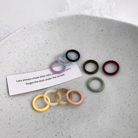 5pcs/set candy Color Acrylic Rings for Men and Women