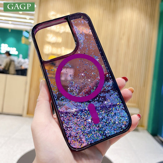 Luxuriöses Glitzer-Treibsand-Magnet-Magsafe-Ladetelefon