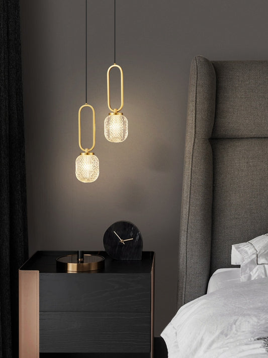 Alle koperen slaapkamer nachtkastje kleine kroonluchter lichte luxe