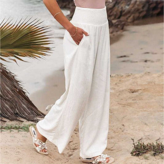 Women Cotton Linen Loose Wide Leg Pants 2023