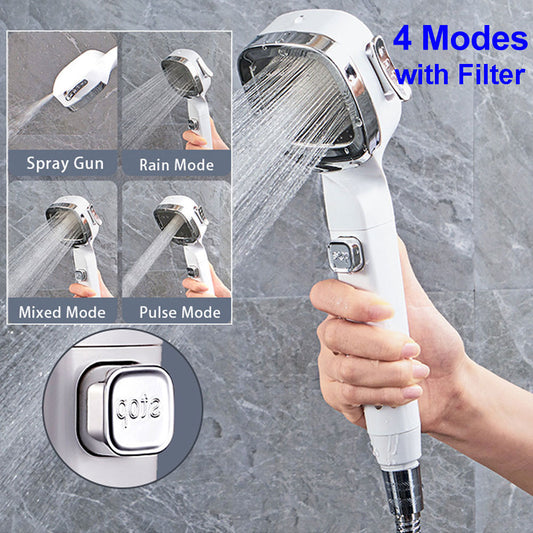 Shower Head Water Saving Spray 4 Mode Adjustable High Pressure