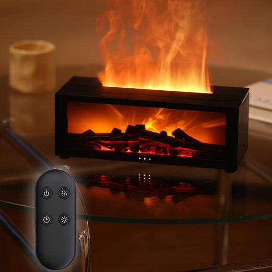 HOTU USB-Powered Fireplace Humidifier & Aroma Diffuser with Remote Control - Colorful Lights, Adjustable Timer, Auto Shut-Off for Water Shortage