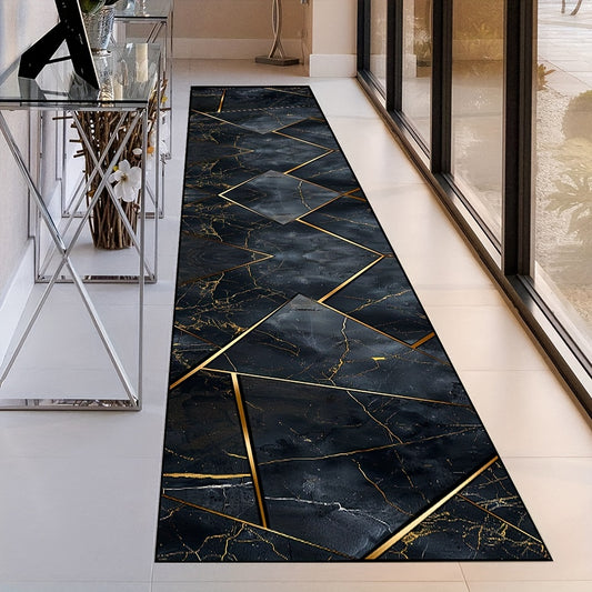 Modern Polyester Runner Rug with Non-Slip, Washable Design – Machine-Made Low Pile Knit Carpet for High Traffic Areas – Stain Resistant, Ideal for Living Room, Home Office, Kitchen – Decorative Area Rug for Christmas, H