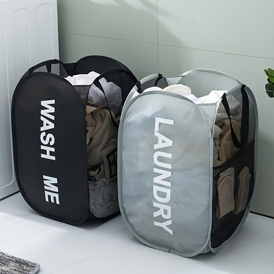 Large Capacity Foldable Laundry Hamper, Double-Sided, Portable, Lightweight, Sturdy Fabric Construction, Modern Rectangular Design, Ideal for Bedroom, Home, and Toy Storage, No Power Required, with Handles
