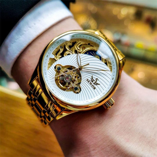 Gold case White dial