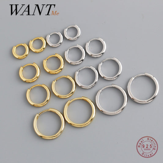WANTME Real 925 Sterling Silver Minimalist Bohemian Round Ear