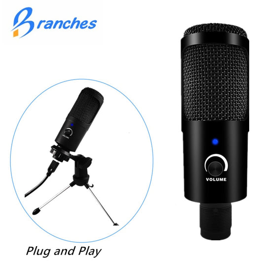 Studio Condenser Metal USB Condenser Recording Microphone For Laptop