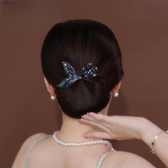 Fishtail Flower Hair Band Blue