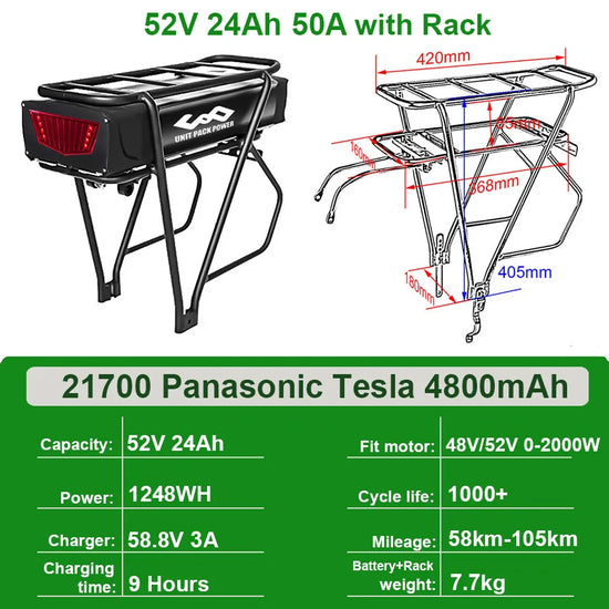 52V 24Ah for 0-2000W