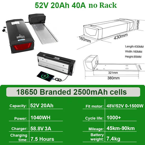 52V 20Ah for 0-1500W