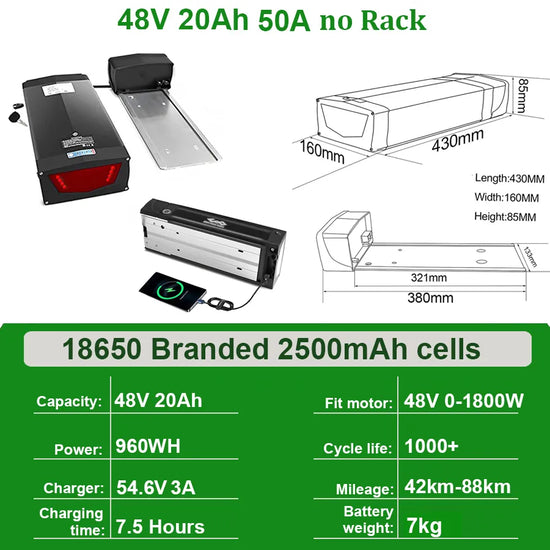 48V 20Ah for 0-1800W