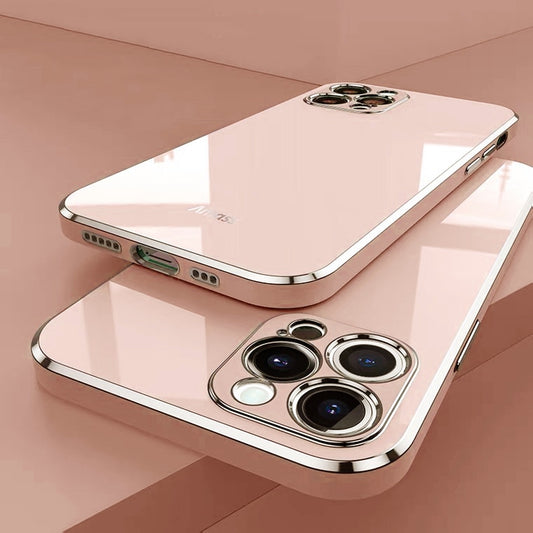 Luxury Solid Color Square Plating Phone Case