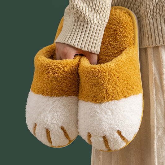 Comwarm Winter Warm Plush Slippers Cute Cat Paw