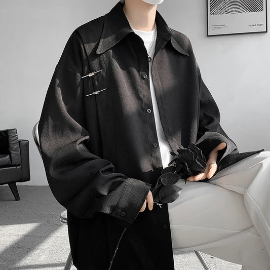 Spring Summer High Quality Solid Long Sleeve Shirts Man 2024 Casual Oversize Blouse Male Fashion Simple Clothing Plus Size 5XL-M