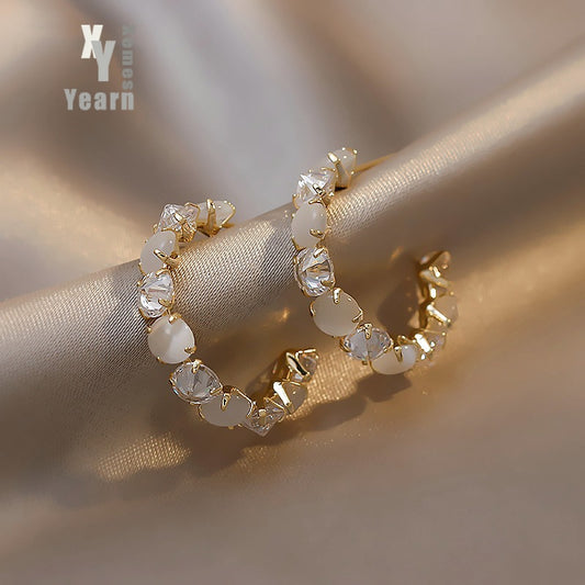 Women's Luxury Opals Hoop Earrings