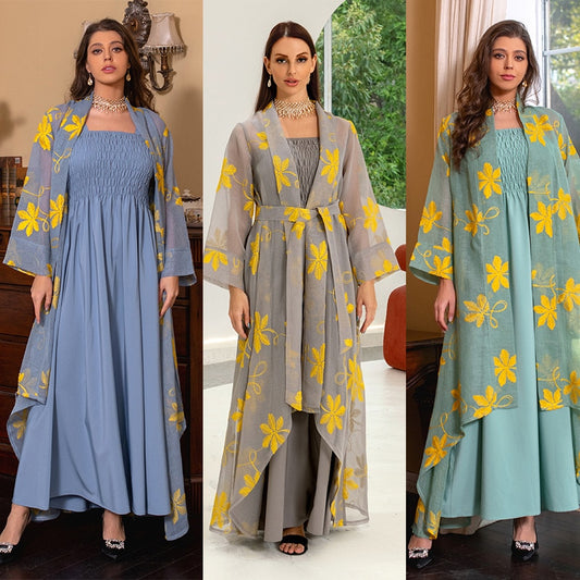 Fashion Gauze 2 Piece Muslim Sets Abaya