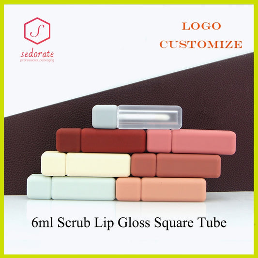 5/10/20/50/100pcs 6ml Lip Gloss Tube Brush Scrub Square Liquid Lipstick Tubes Lip Balm Container Cosmetic Packaging DIY DN62901