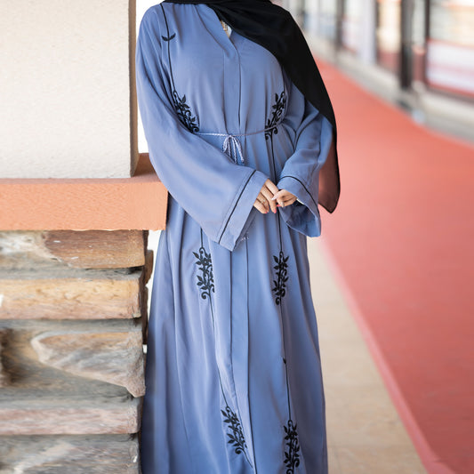 Moslim Abaya voor Vrouwen Dubai Turkije drukknoop Front Zwart Borduren Islamitische Kleding Kimono Ramadan Eid Kaftan Hijabi