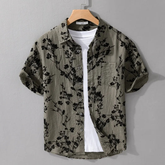Luxury Hawaiian Cotton Oversize Shirt Men's Shirts 2024 Fashion Man T-shirt Tiki Clothing Blouses Social T-shirts Short Sleeve