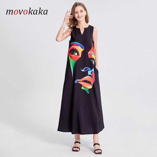 Ladies Spring Summer Long Dress Sleeveless For Women