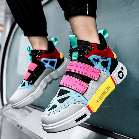 New Male Sneakers Artificial Leather Lace-Up
