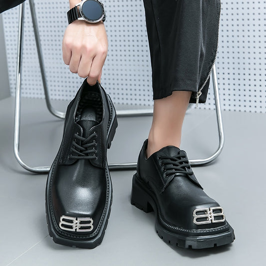 New Black Loafers Platform Men Shoes