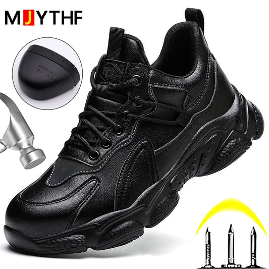 Waterproof Men Safety Shoes Black Steel Toe Shoes