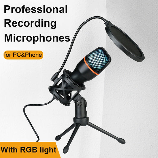 RGB Condenser Microphone Wired Desktop