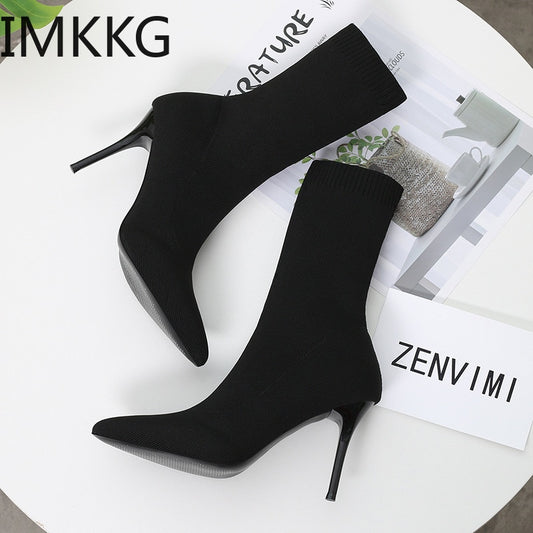 Women Sock Boots Knitting Stretch Boots